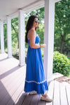 blue scalloped ric rac maxi dress