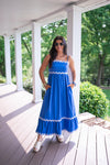 blue scalloped ric rac maxi dress