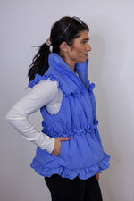 Ruffled Bows Blue Puffer Vest