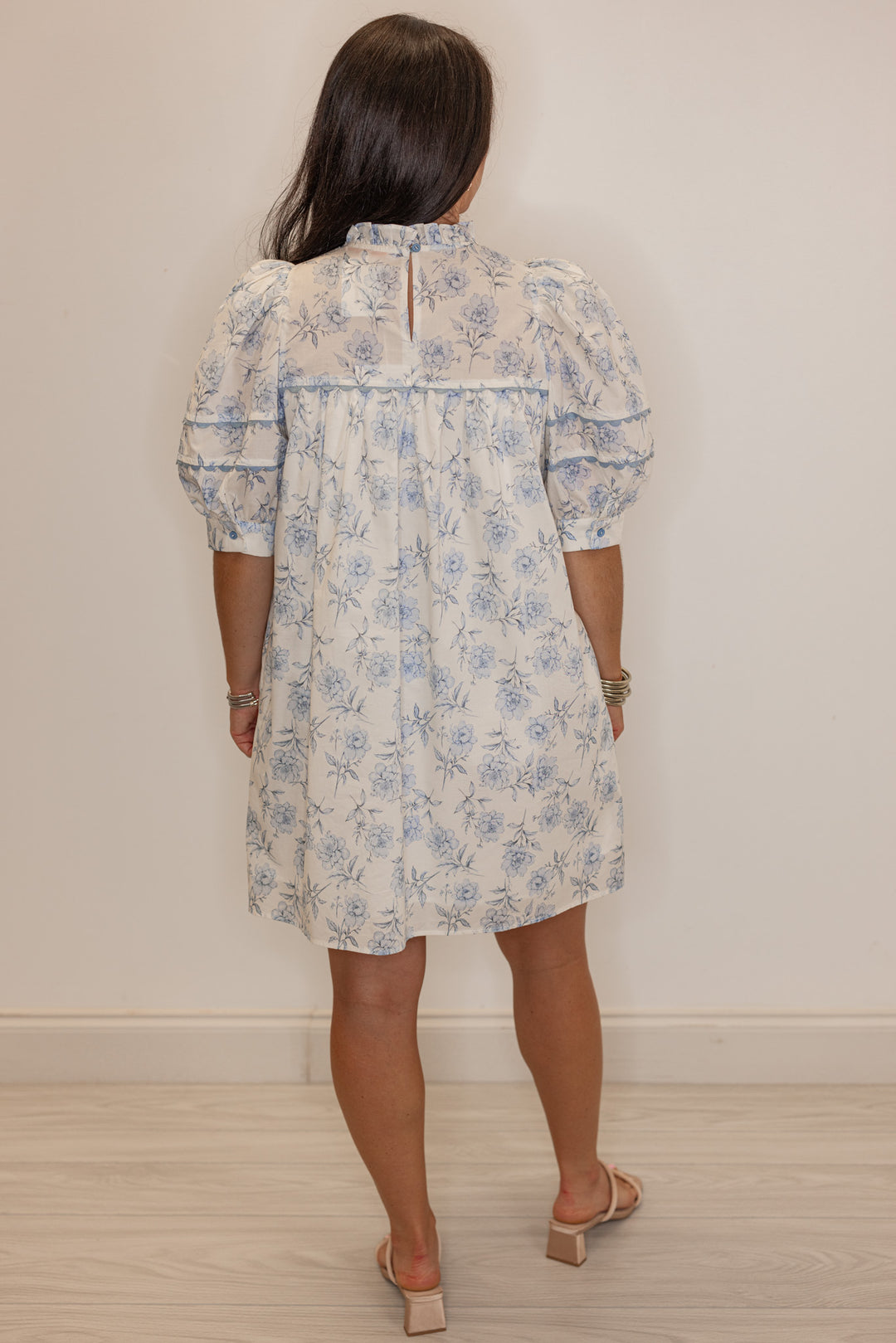 Azure Floral Short Sleeve Dress