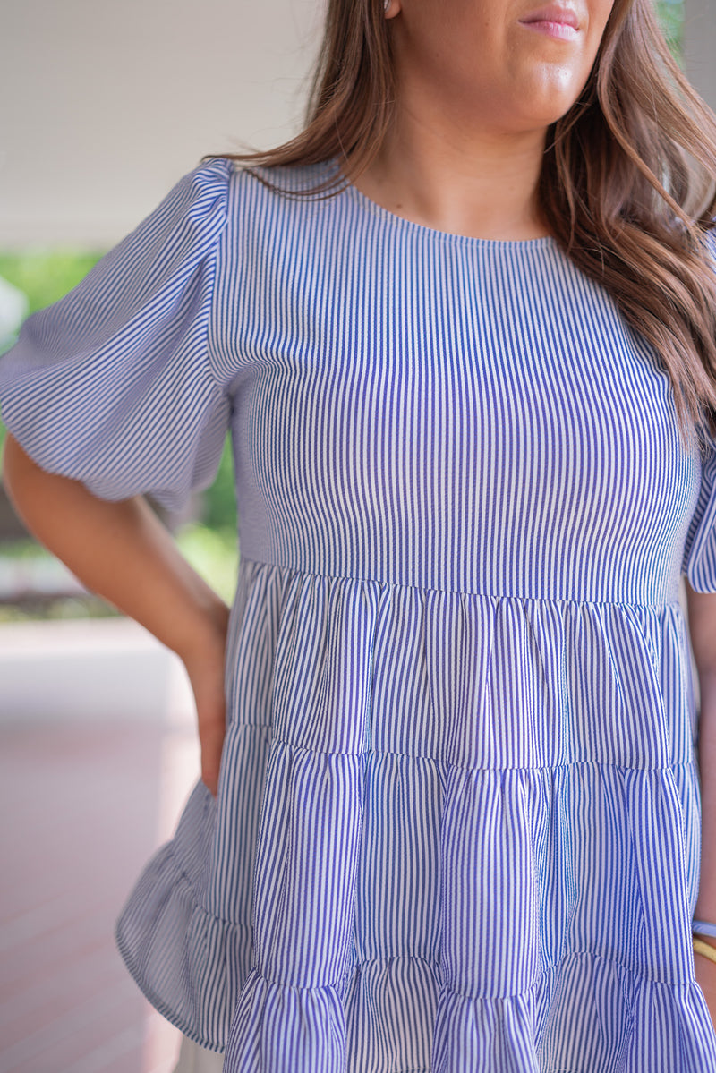 blue white babydoll top