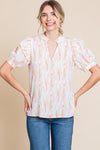 Jodifl Blush multi watercolor print top 