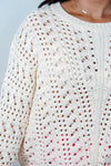 cream beachy crochet knit sweater