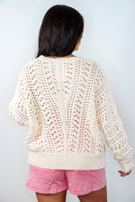 cream beachy crochet knit sweater