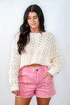 cream beachy crochet knit sweater