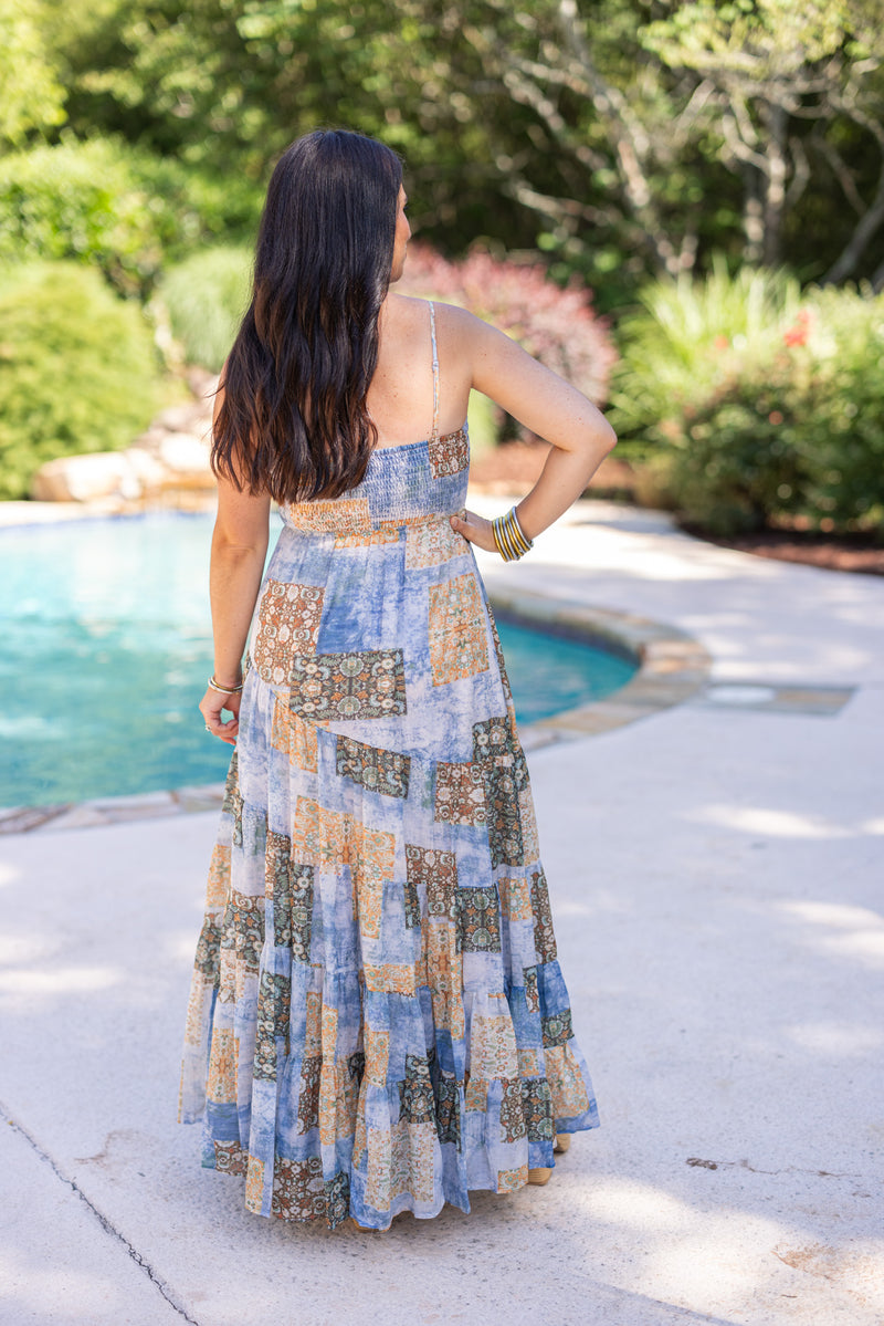 boho patchwork paisley maxi dress