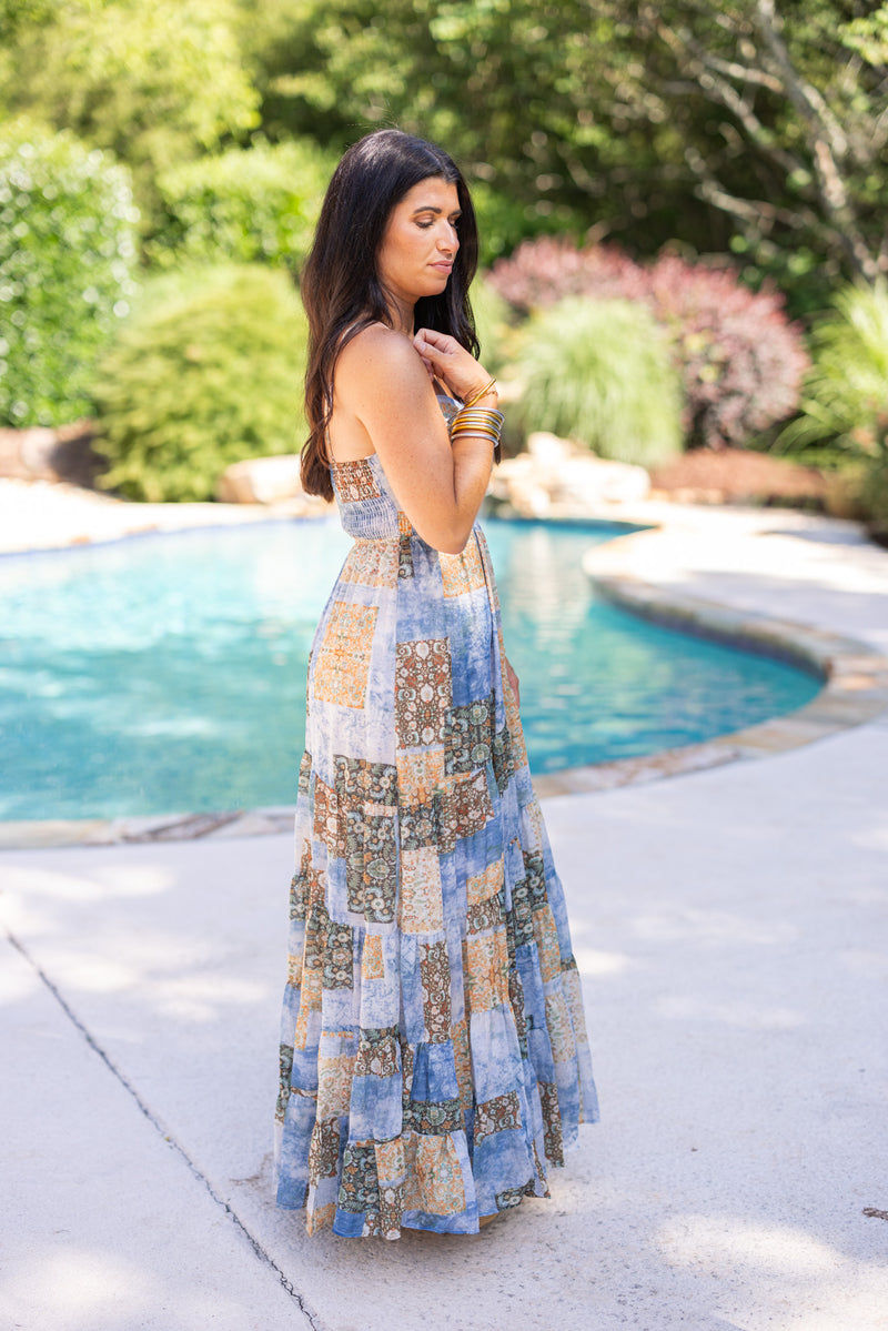 boho patchwork paisley maxi dress