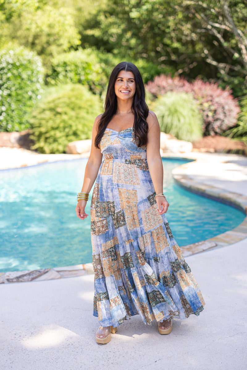 boho patchwork paisley maxi dress