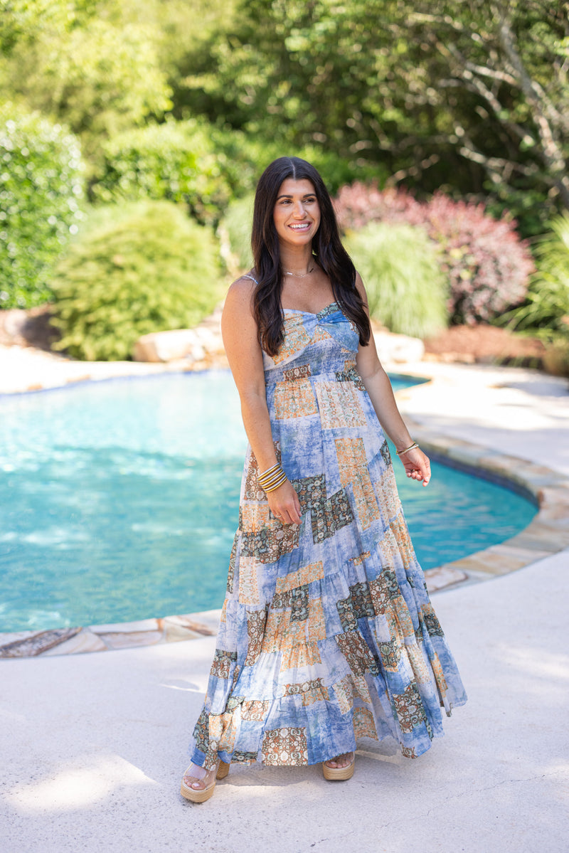 boho patchwork paisley maxi dress