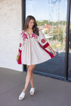 boho embroidered fall mini dress