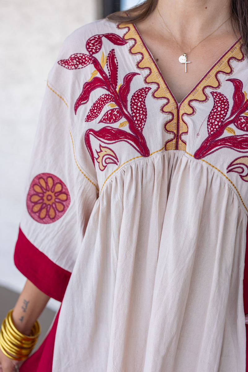 boho embroidered fall mini dress