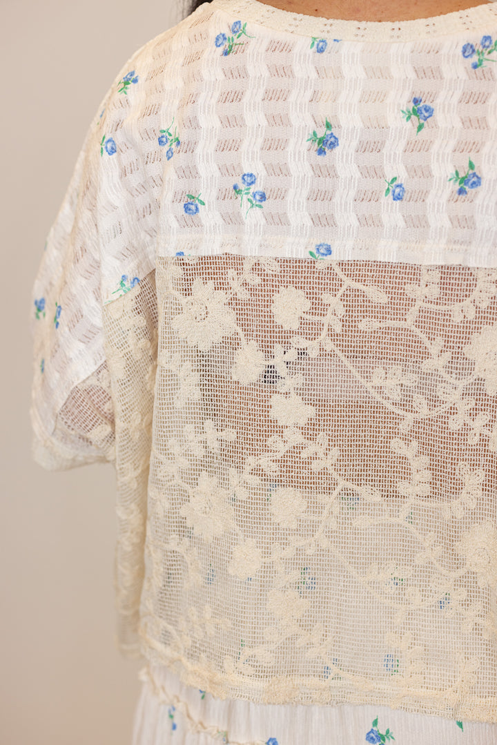 boho floral lace boxy top