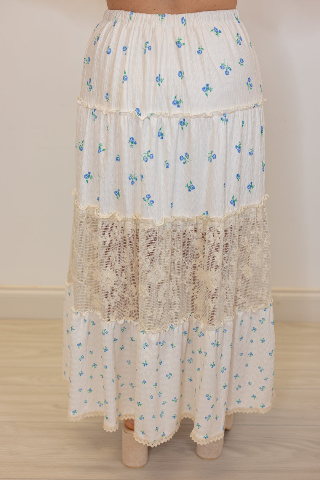 boho floral lace maxi skirt