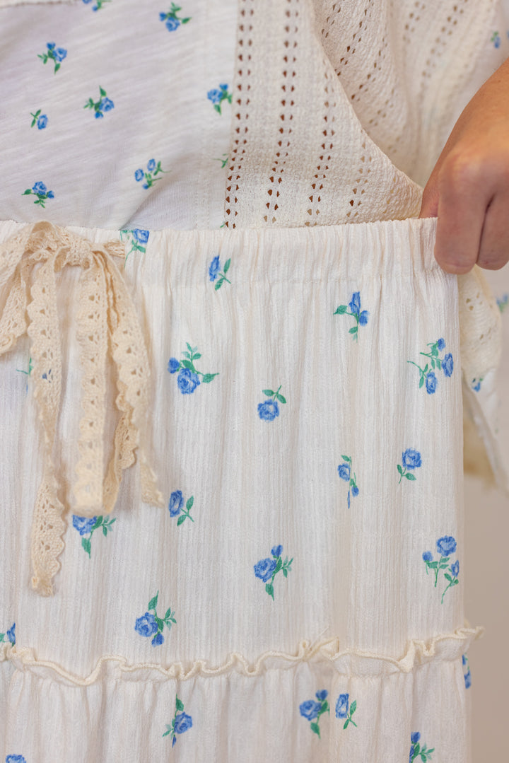 boho floral lace maxi skirt