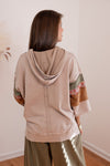 easel boho patchwork hooded top