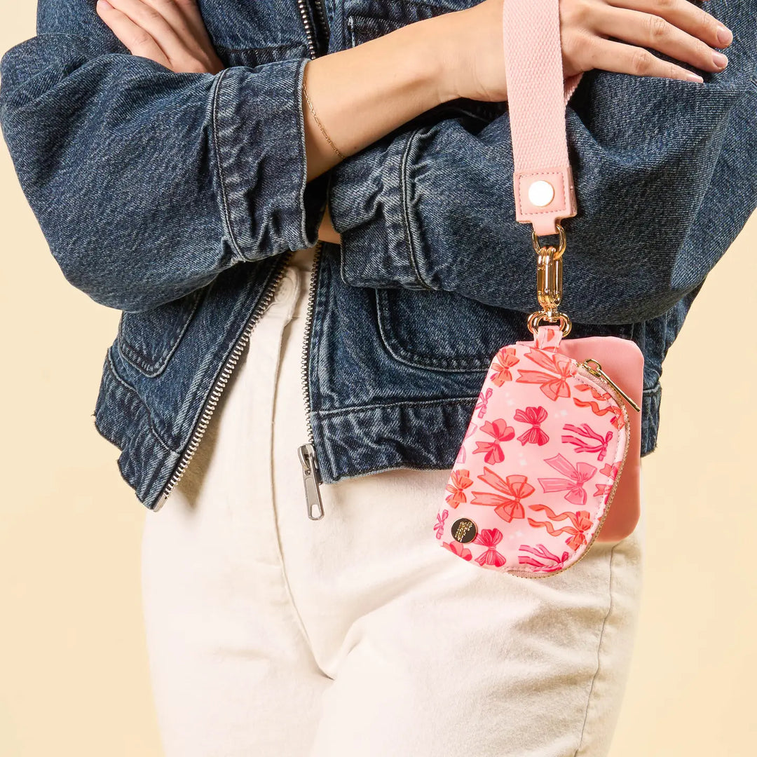 blushing bows pouch wristlet