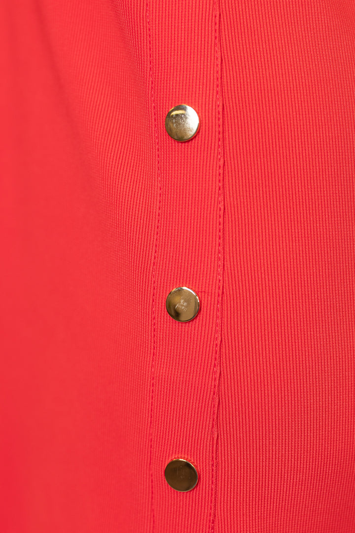 coral ribbed knit solid midi dress