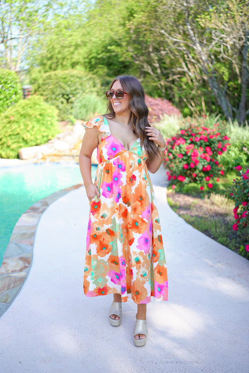 colorful floral summer maxi dress