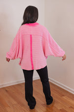 oversized pink knit pullover top