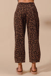 So Me Black and brown leopard print barrel leg cropped twill pants