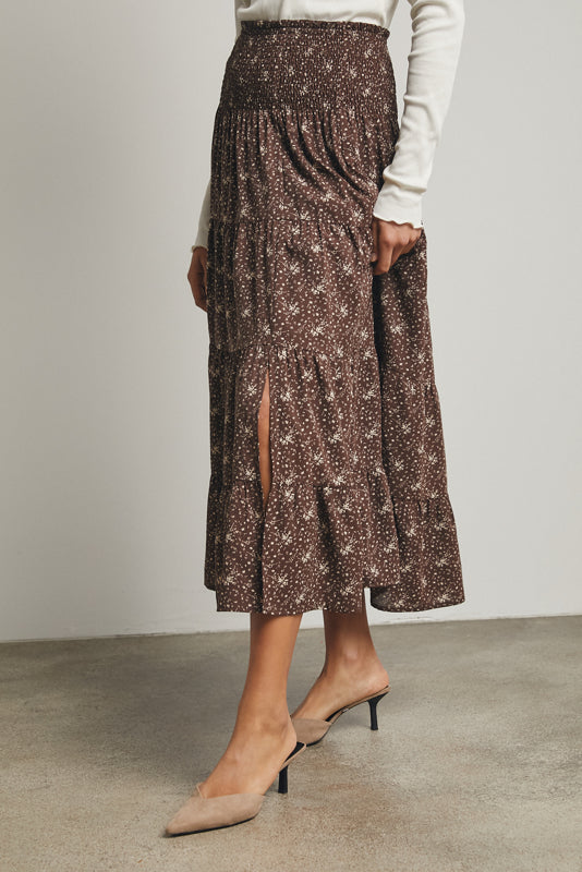 brown and taupe floral midi skirt wishlist side