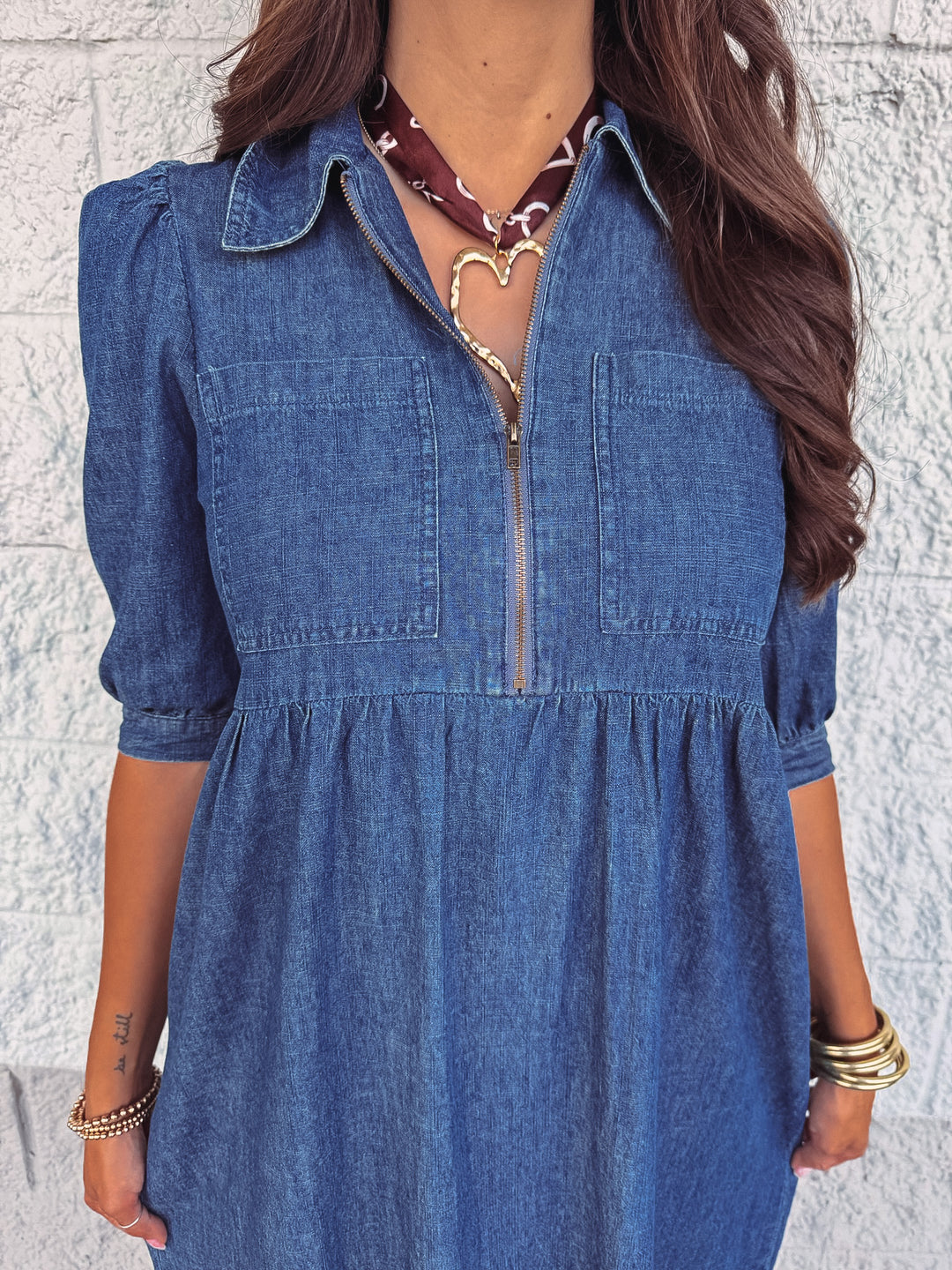 brown heart scarf necklace