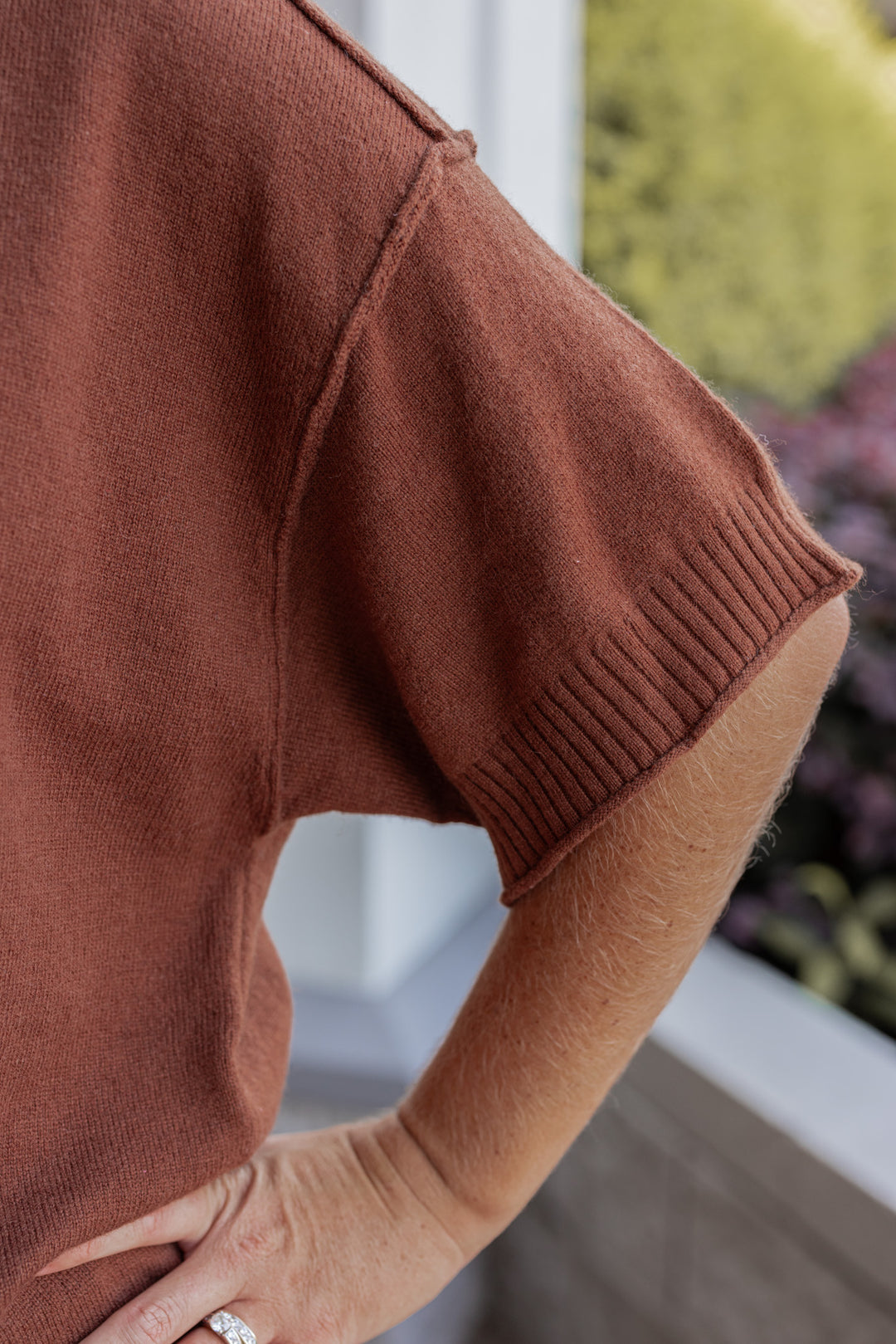 Staple Sweater Top Caramel by Jodifl showing short sleeve details