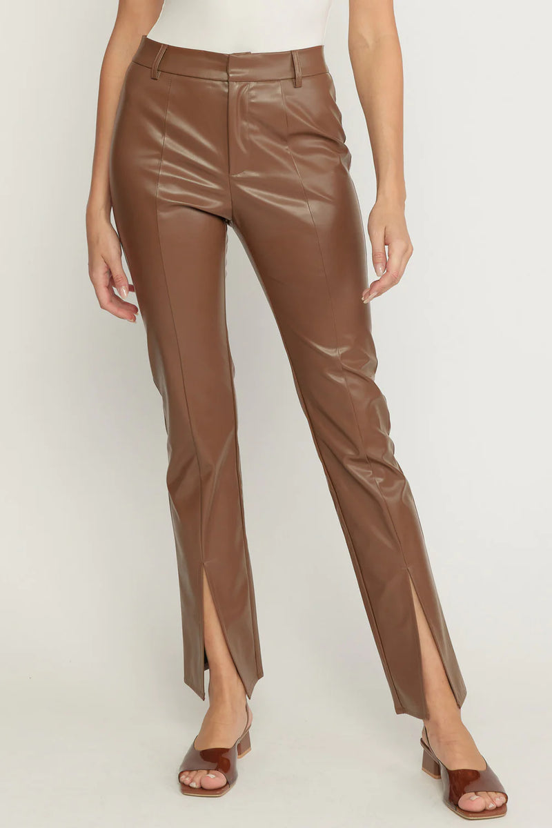 brown leather pants