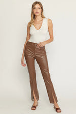 brown leather pants