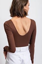 body shaping brown long sleeve bodysuit