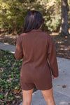 brown knit long sleeve romper