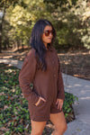 brown knit long sleeve romper