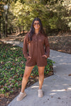 brown knit long sleeve romper