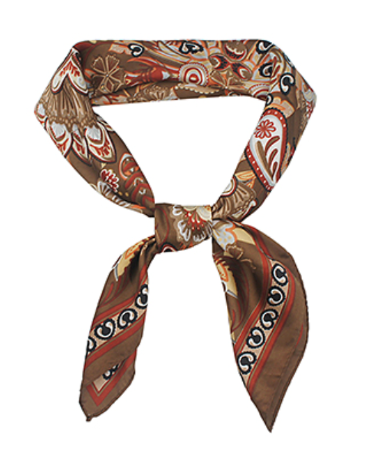Patterned brown bandana scarf necklace