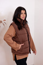 brown puffer vests