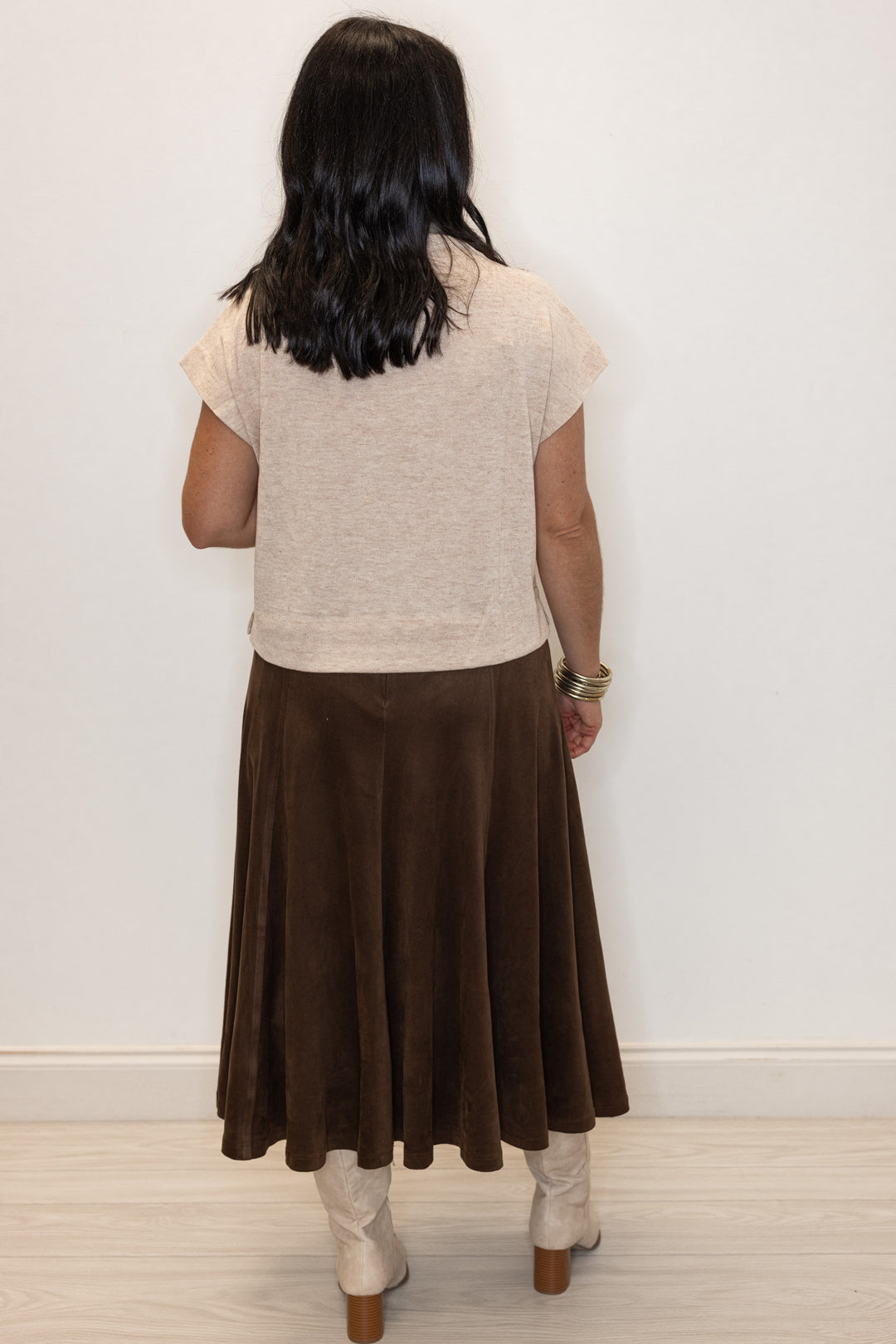 Suede Perfection Espresso Midi Skirt