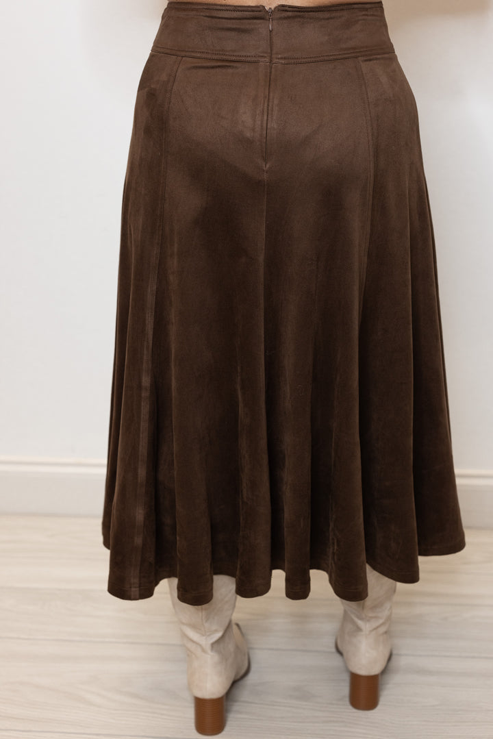 Suede Perfection Espresso Midi Skirt
