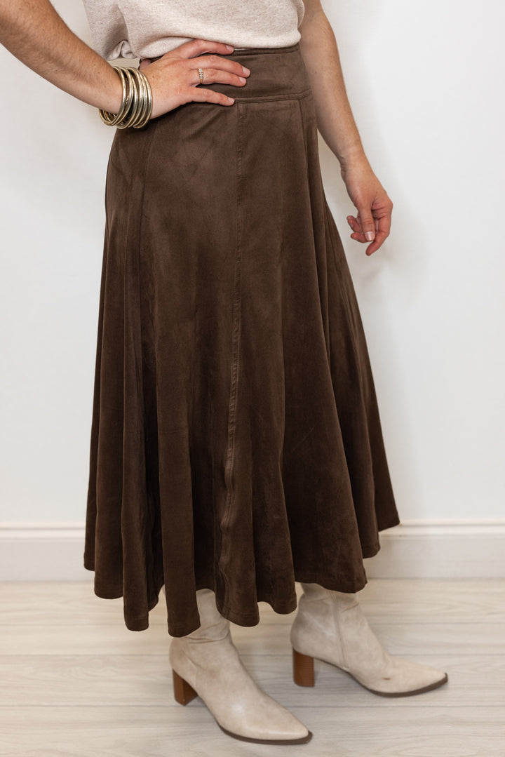 Suede Perfection Espresso Midi Skirt