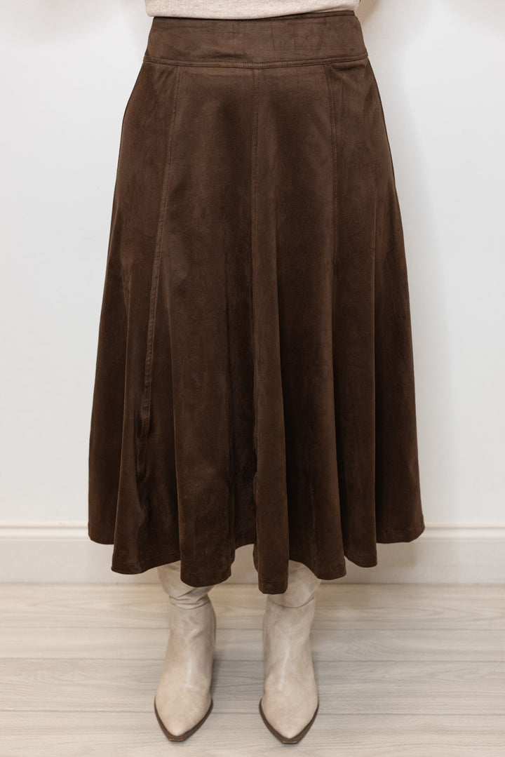 Suede Perfection Espresso Midi Skirt