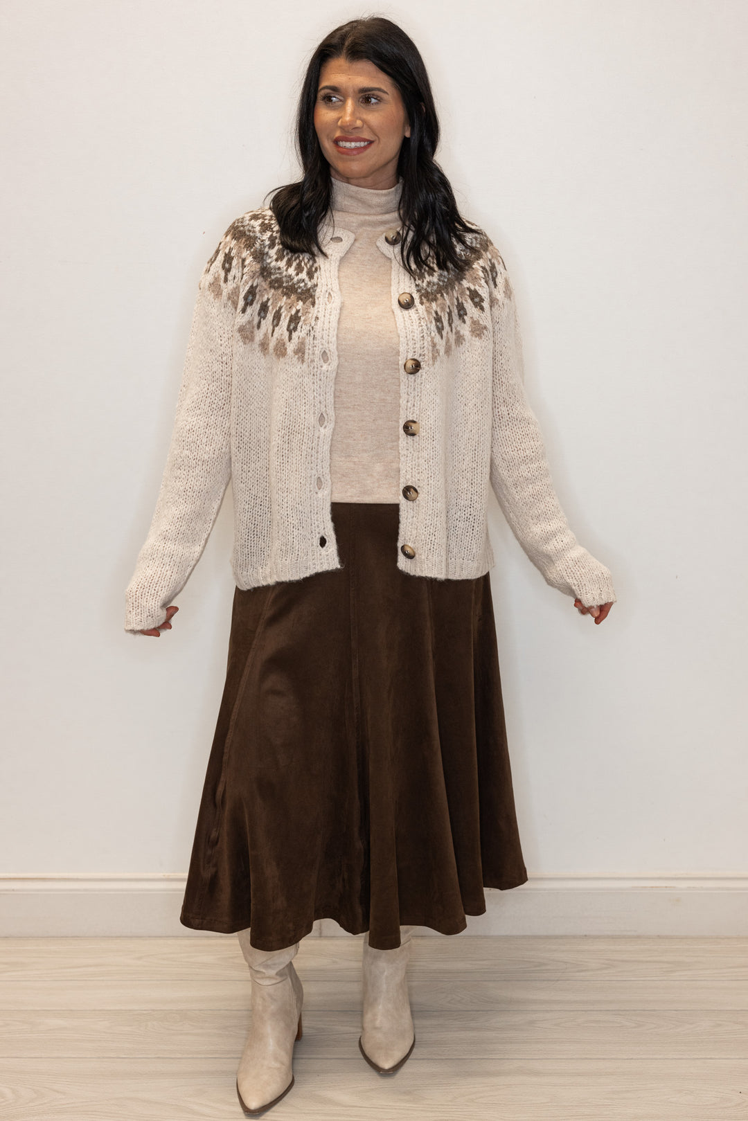 Suede Perfection Espresso Midi Skirt