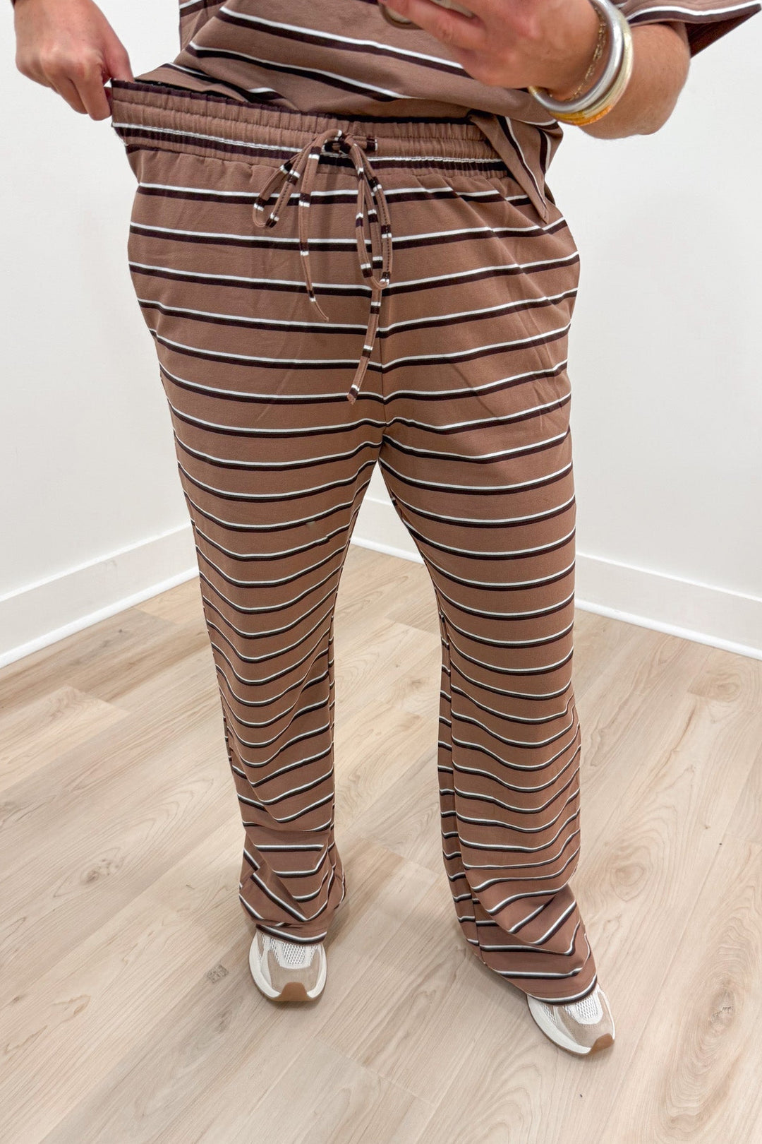 day and moon tan brown matching set elastic waistband