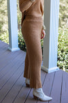 camel color sweater knit pants tank set