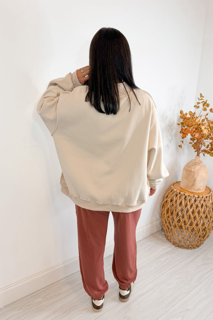 mock neck oversized god is good butter yellow sweatshirt back