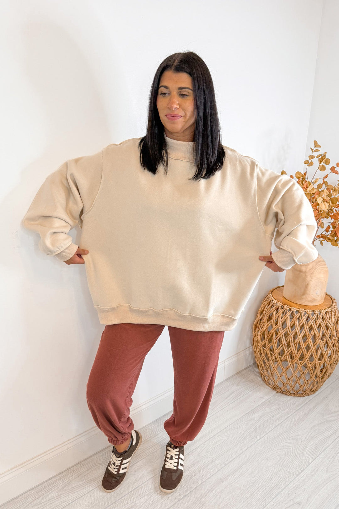 mock neck oversized god is good butter yellow sweatshirt details