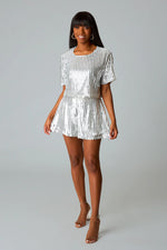 buddy love laura sequin shorts set white