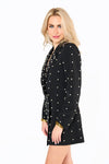 buddy love black blazer pearl dress