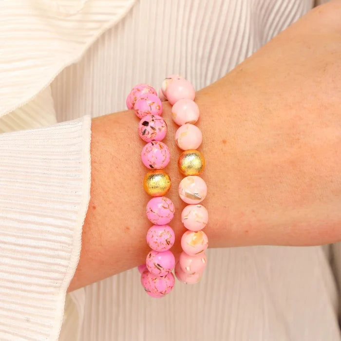 BuDhaGirl marble beaded bracelet in pink