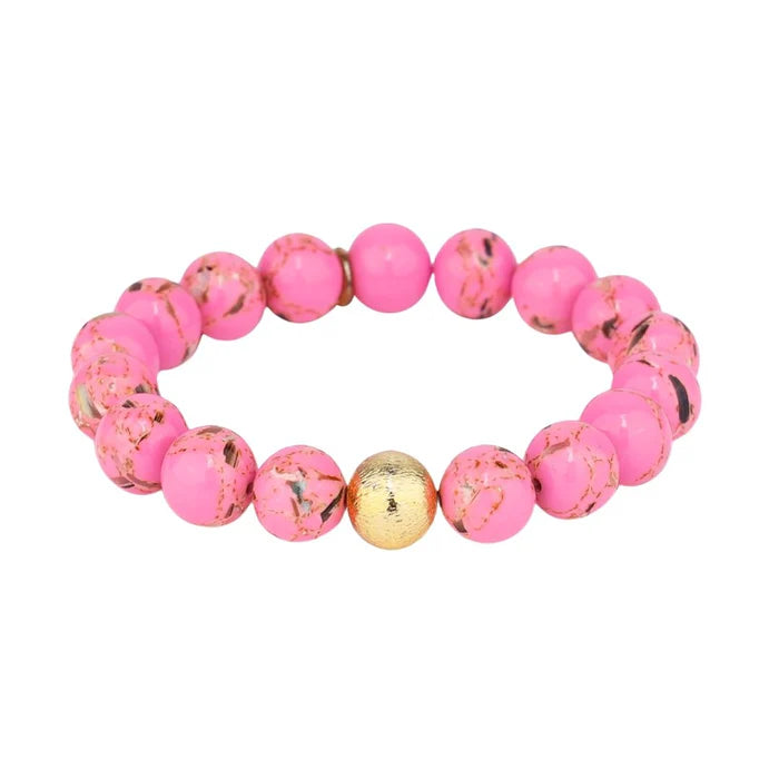 BuDhaGirl marble beaded bracelet in pink