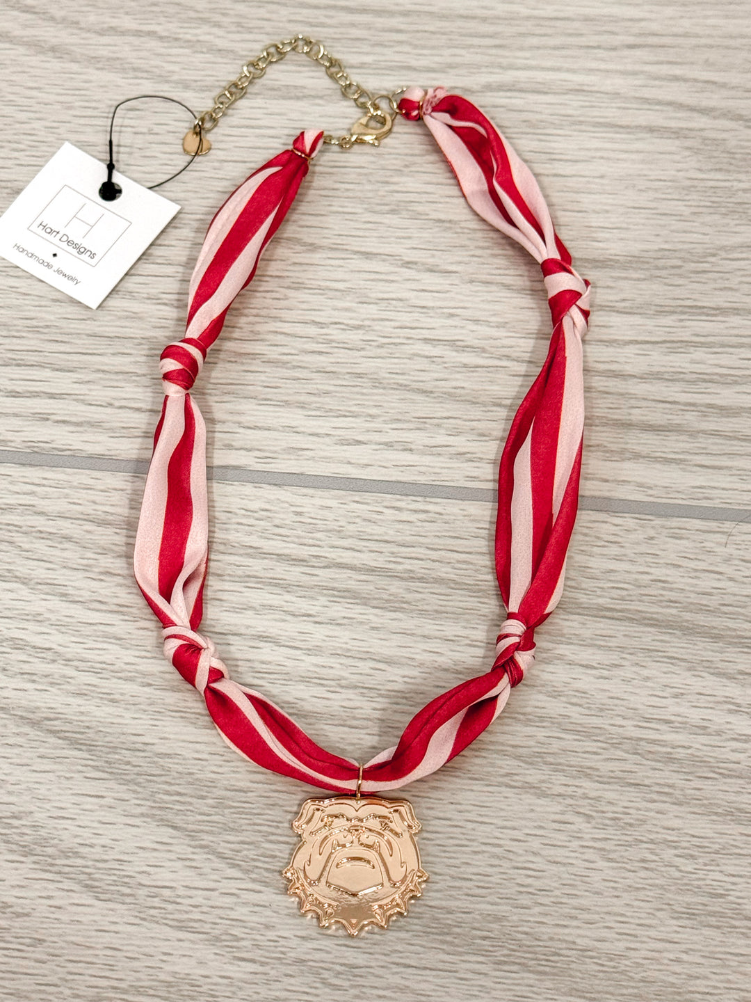 bulldog red scarf necklace gameday