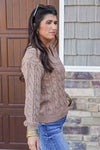 mocha brown cable knit sweater